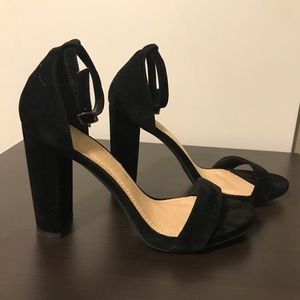 Black Velvet Block Heels